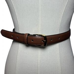 Beverly Hills Polo Club Belt Brown Size M Casual Preppy Minimalist Gold Buckle